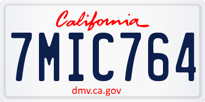 CA license plate 7MIC764