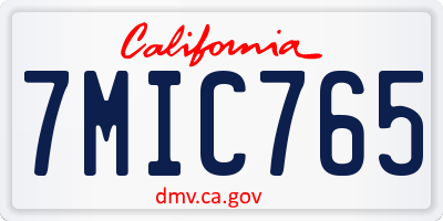 CA license plate 7MIC765