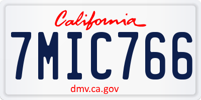 CA license plate 7MIC766
