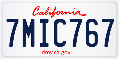 CA license plate 7MIC767