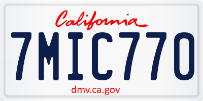 CA license plate 7MIC770