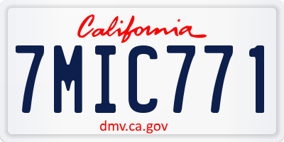 CA license plate 7MIC771