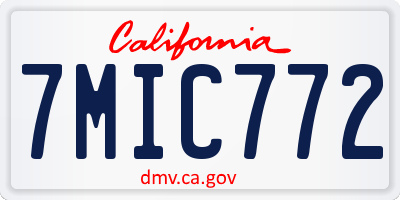CA license plate 7MIC772