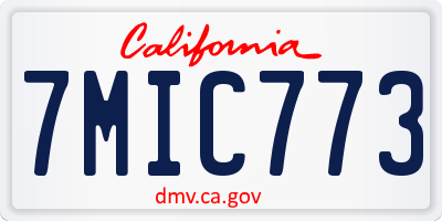 CA license plate 7MIC773