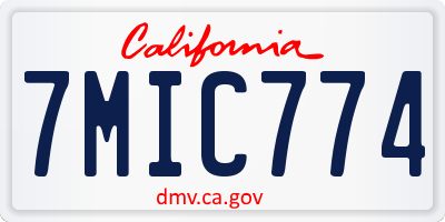 CA license plate 7MIC774