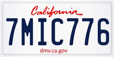 CA license plate 7MIC776