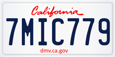 CA license plate 7MIC779