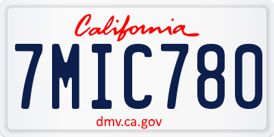 CA license plate 7MIC780
