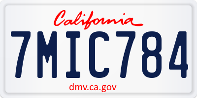 CA license plate 7MIC784