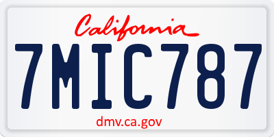 CA license plate 7MIC787