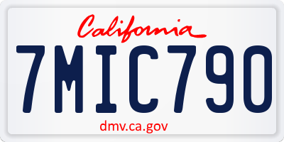 CA license plate 7MIC790