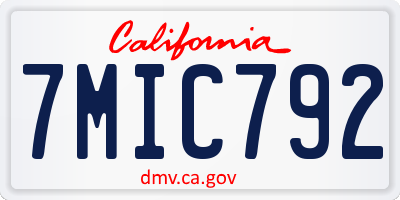 CA license plate 7MIC792