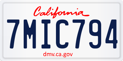 CA license plate 7MIC794