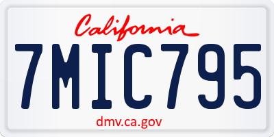 CA license plate 7MIC795