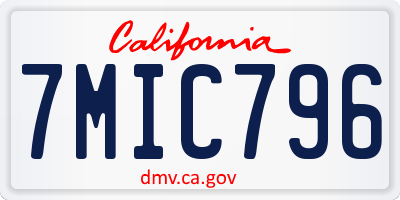 CA license plate 7MIC796