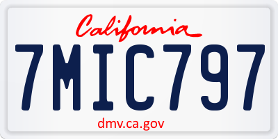 CA license plate 7MIC797
