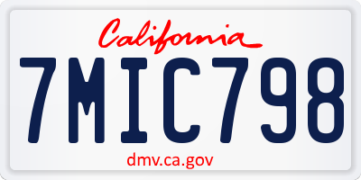 CA license plate 7MIC798