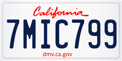 CA license plate 7MIC799