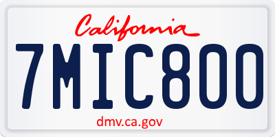 CA license plate 7MIC800