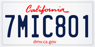 CA license plate 7MIC801