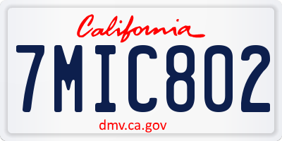 CA license plate 7MIC802