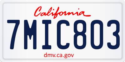 CA license plate 7MIC803