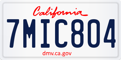 CA license plate 7MIC804