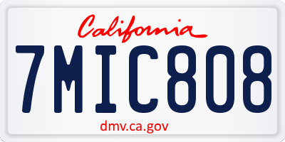 CA license plate 7MIC808