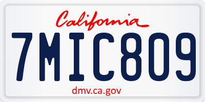 CA license plate 7MIC809