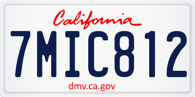CA license plate 7MIC812