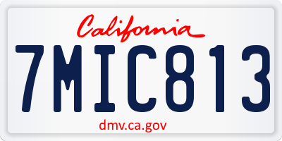 CA license plate 7MIC813