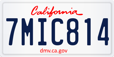 CA license plate 7MIC814