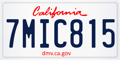 CA license plate 7MIC815