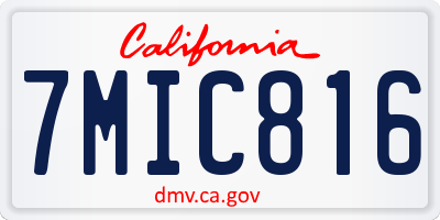 CA license plate 7MIC816