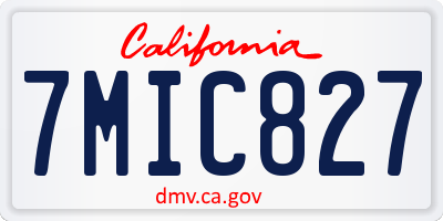 CA license plate 7MIC827