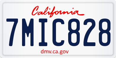 CA license plate 7MIC828