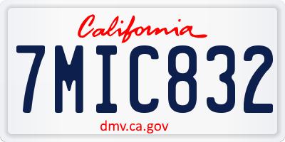 CA license plate 7MIC832