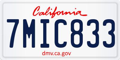 CA license plate 7MIC833