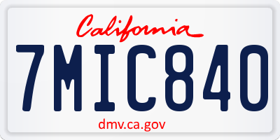 CA license plate 7MIC840