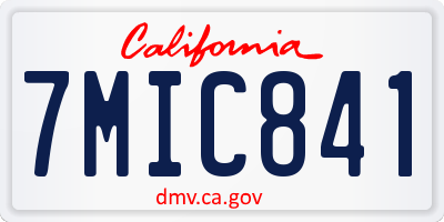CA license plate 7MIC841