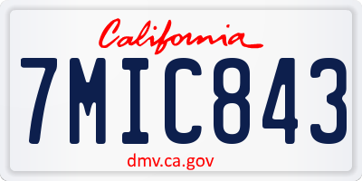 CA license plate 7MIC843
