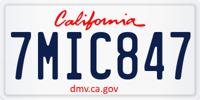 CA license plate 7MIC847