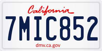 CA license plate 7MIC852