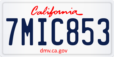 CA license plate 7MIC853