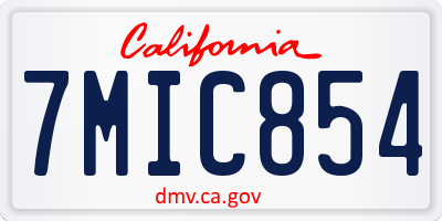 CA license plate 7MIC854