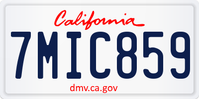 CA license plate 7MIC859