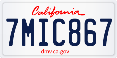 CA license plate 7MIC867