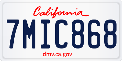 CA license plate 7MIC868