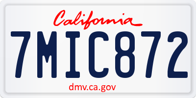 CA license plate 7MIC872