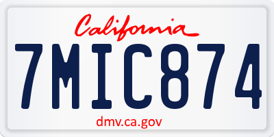 CA license plate 7MIC874